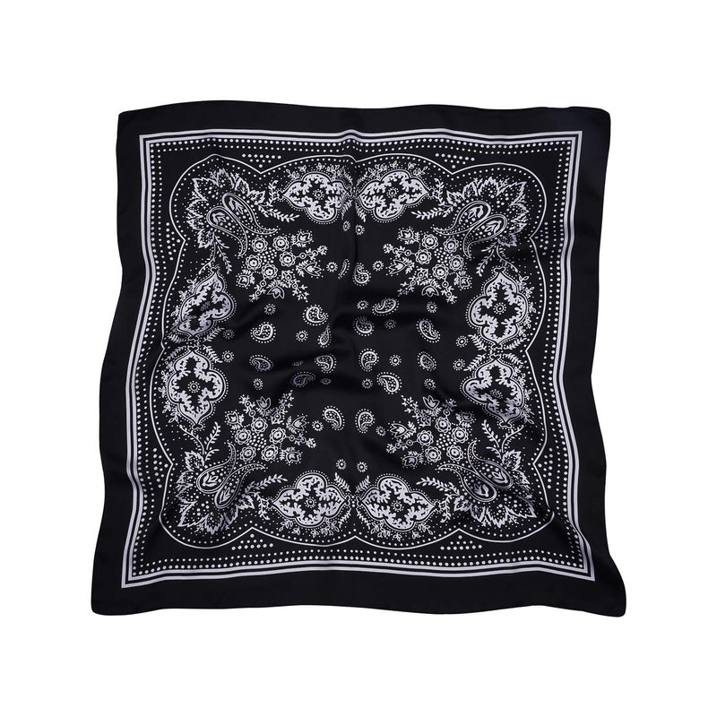 VANLINKER Vintage Bandanas Square Multi-Purpose Scarfs for Men Women Silk Like Scarf Neckerchief Protective Coverage VL9549 Black - Image 1